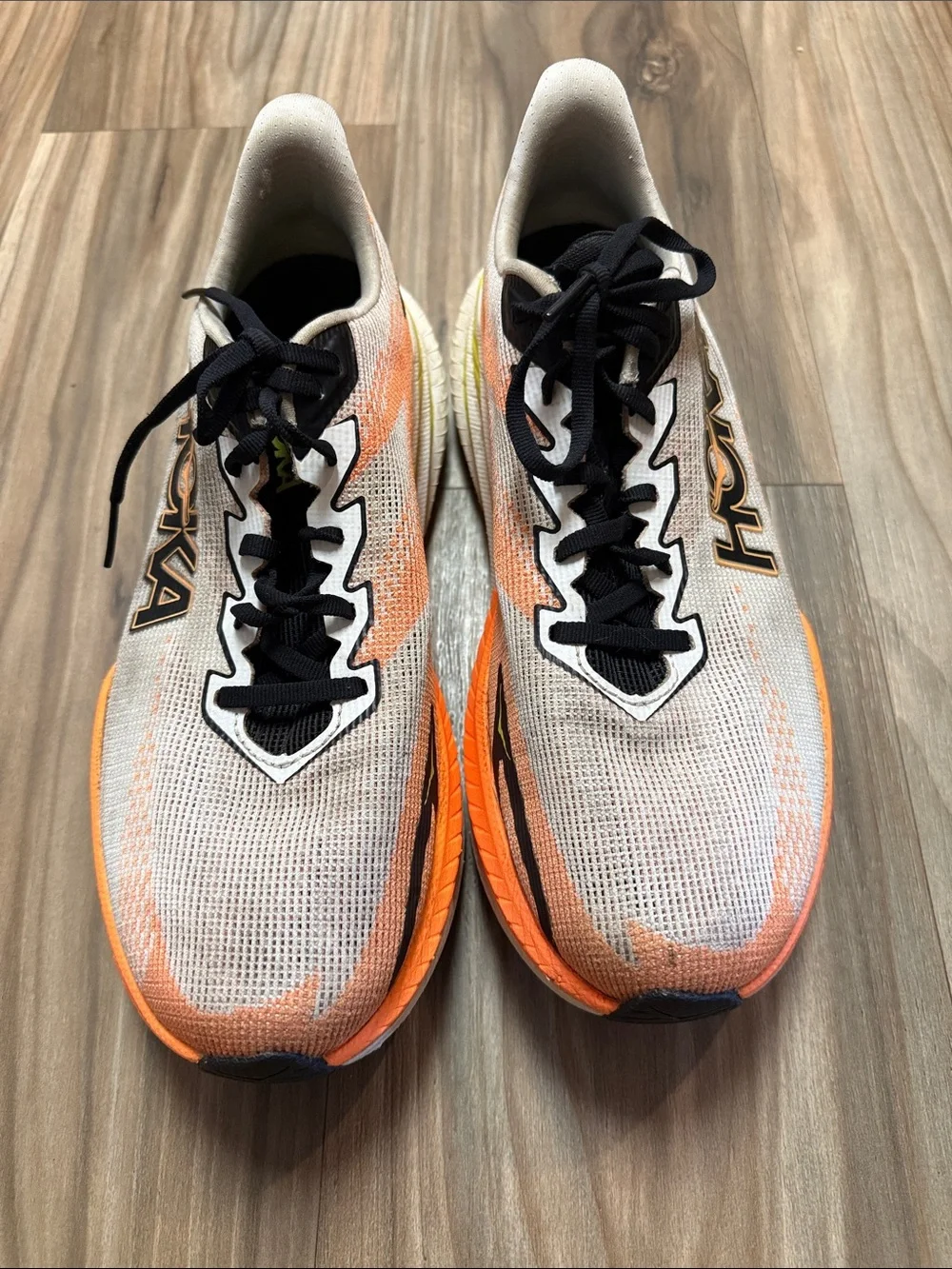 HOKA Mach 5 Running Shoes Orange White Men 10